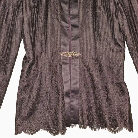 KAREN LAWRENCE BY MATTHEW DRESS Size 6 Chocolate Brown Silk/Lace Gown and Jacket - Picture 11 of 16